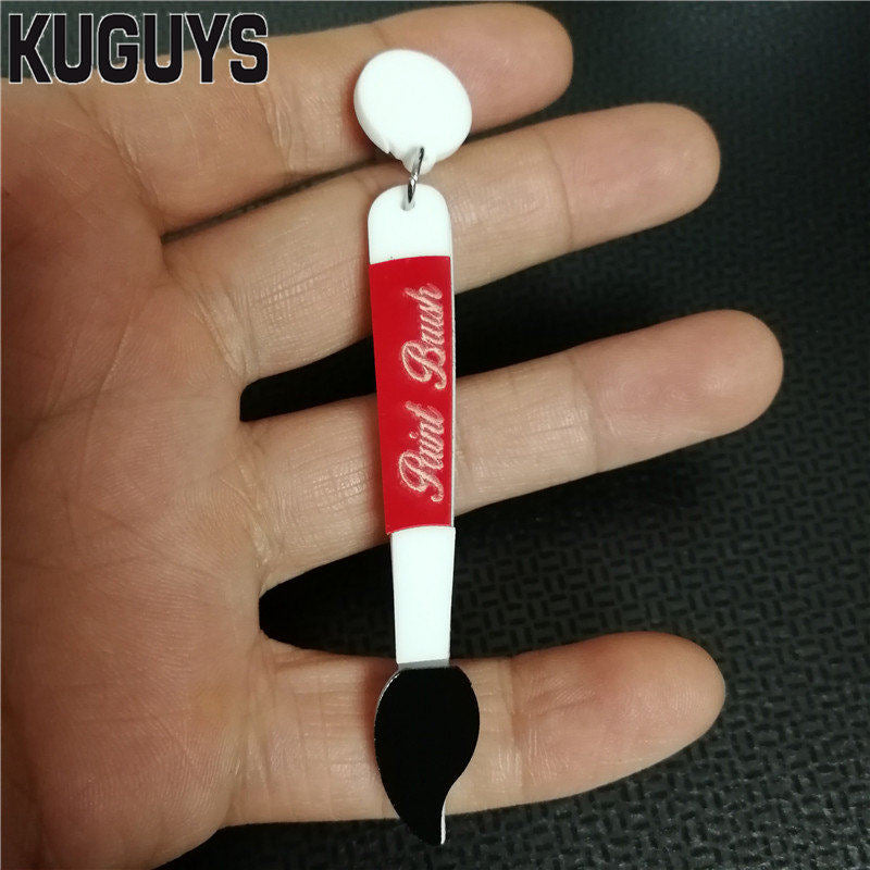 Fashion Acrylic Jewelry Custom Womens Interesting Drop Earrings Lovely Brush Palette Dangle Earring