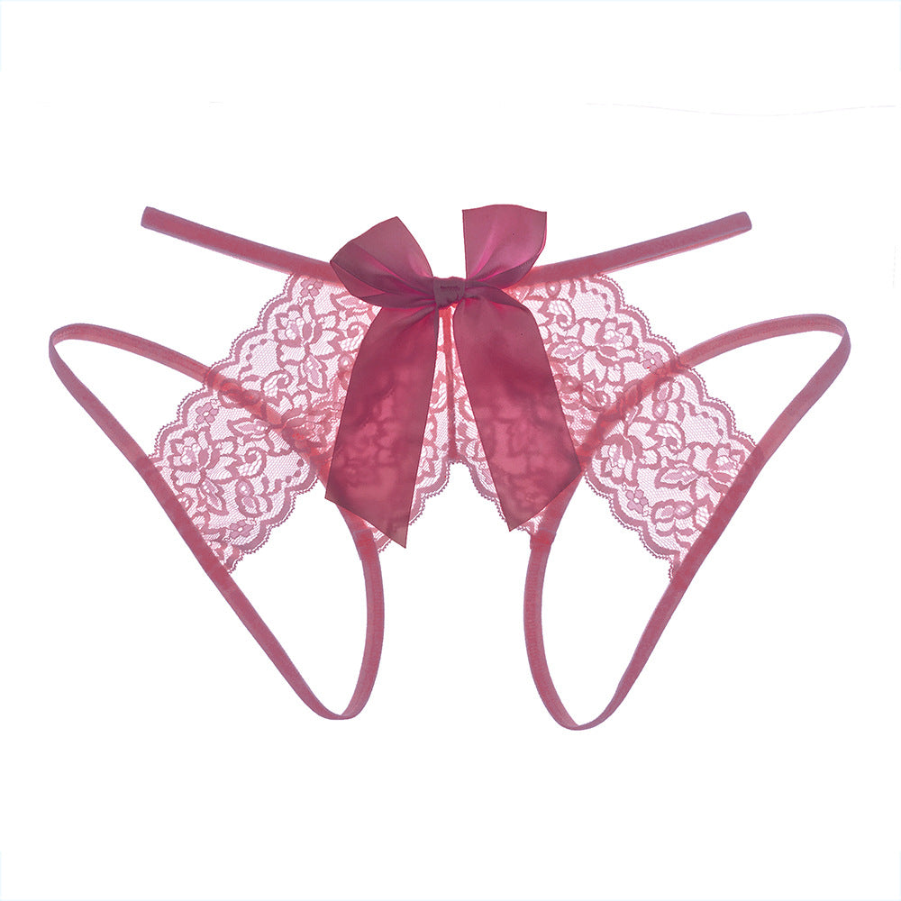 Sexy lingerie uniform lace tear open pants no take off set