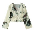 womens two peice sets  Fashion Tie Dyed Print Satin Short Blouse Tops + Midi Long Skirts summer sets womens outfits