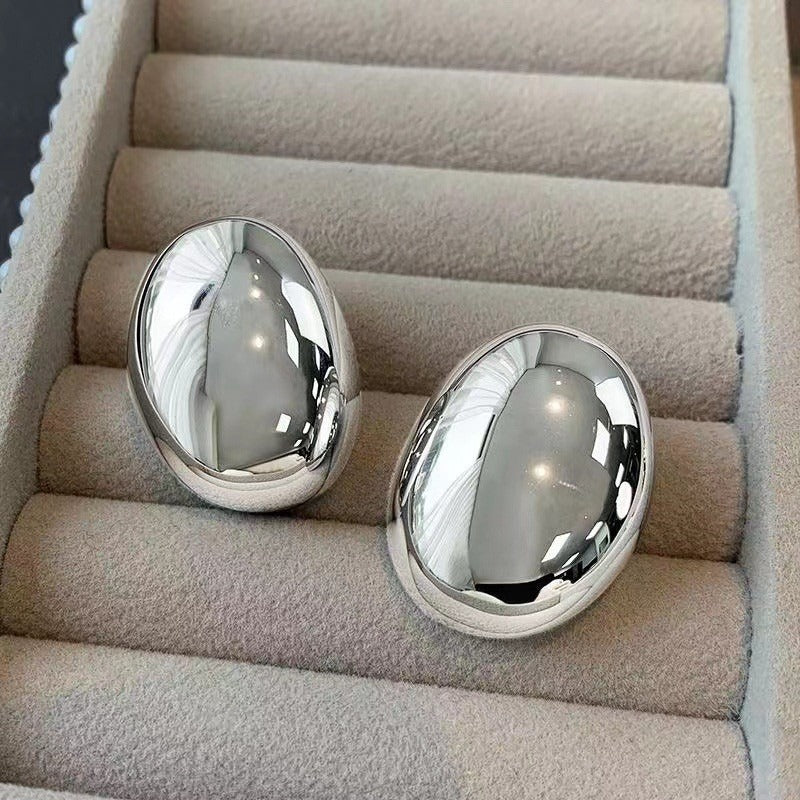 New Brass Teardrop Half Hollow Large Earrings Metal Smooth Ladies Jewellery