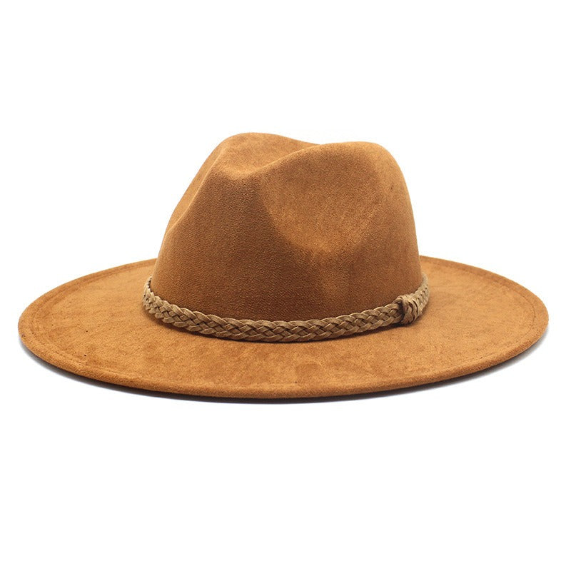 Western Cowboy Hat Sun Shade Sun Shield Hat Mens And Womens Suede Casual Versatile Knight Hat