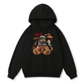 Nasa Trendy Astronaut Bears Hooded Black Sweater Womens Autumn Thin Fried Street Korean Loose Long Sleeve Top