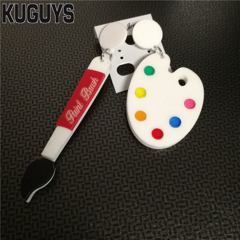 Fashion Acrylic Jewelry Custom Womens Interesting Drop Earrings Lovely Brush Palette Dangle Earring