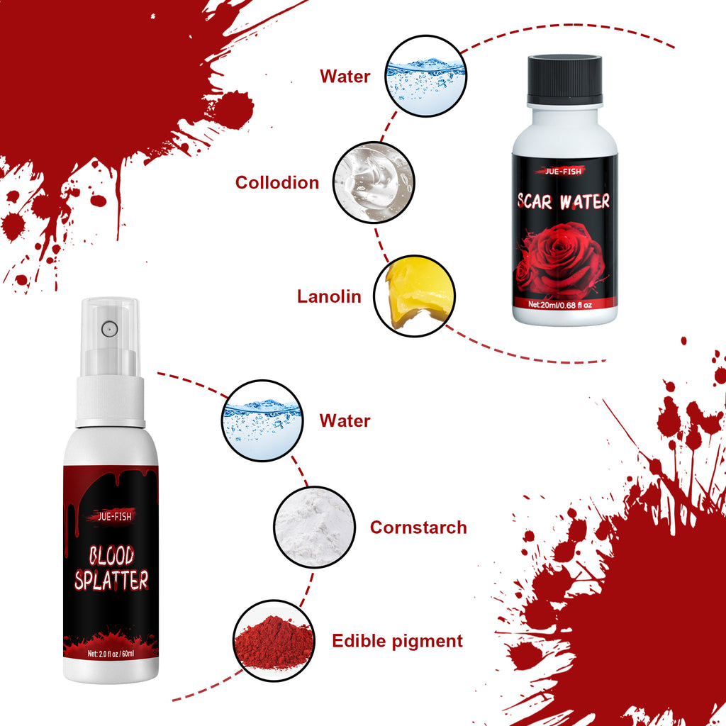 Halloween Makeup Kit, Simulates Plasma Skin Wax-Shaped Scar Water Wound Makeup Halloween Makeup Kit