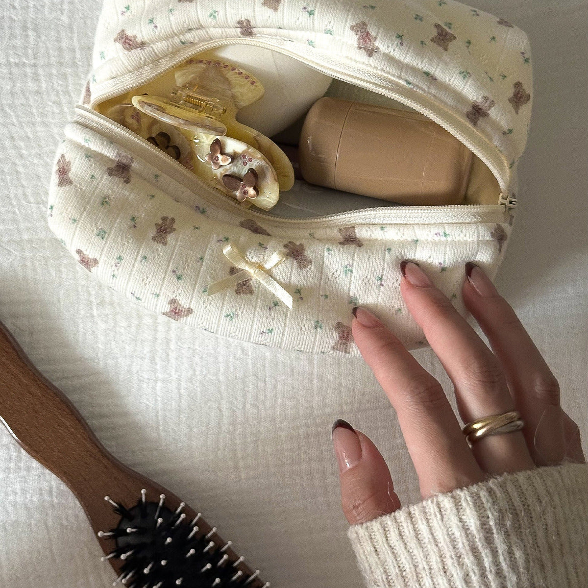 Quilted Meadow Makeup Pouch