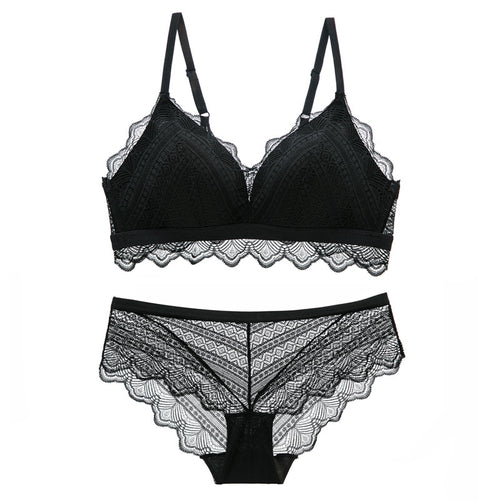 Bra Set Ultra thin Cotton Women bra and panty Lingerie Sexy Embroidery Lace Underwear Sets White