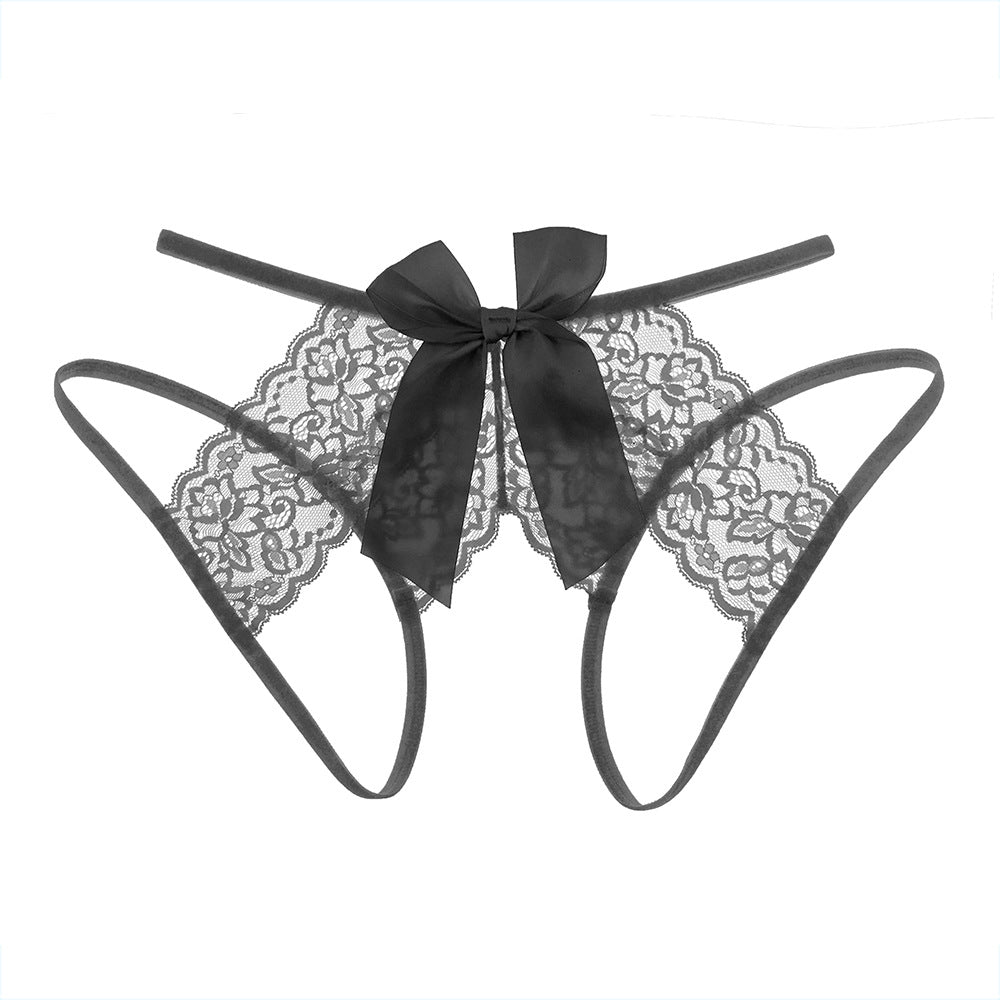 Sexy lingerie uniform lace tear open pants no take off set