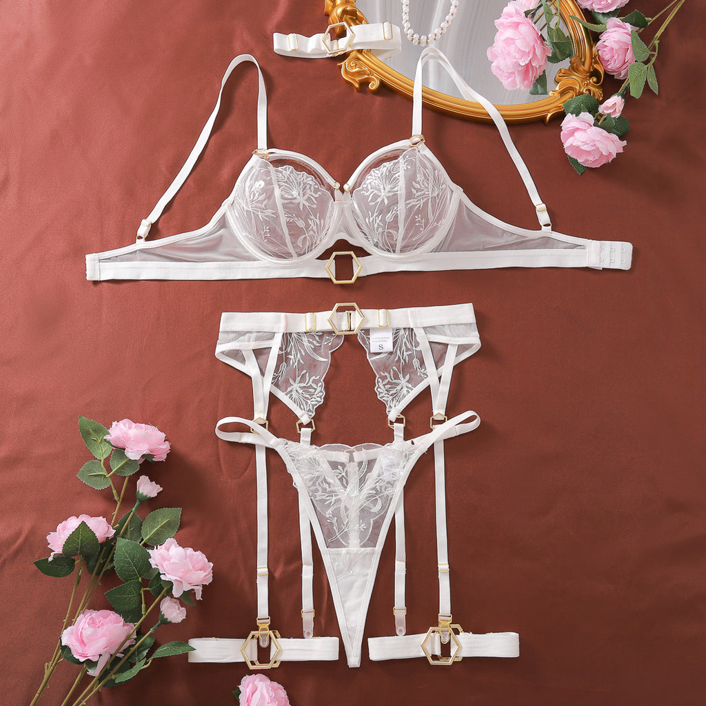 Sexy Lingerie Set with Metal Buckle, 5-Piece Bra Set