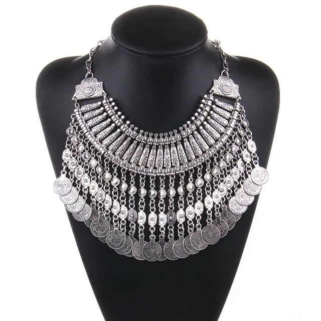 Ztech Collar Coin Necklace & Pendant Vintage Crystal Maxi Choker Statement Collier female Boho Big Fashion Women Jewellery Gifts